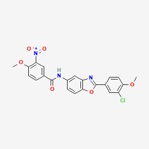 molecular formula C22H16ClN3O6 B6042240 N-[2-(3-chloro-4-methoxyphenyl)-1,3-benzoxazol-5-yl]-4-methoxy-3-nitrobenzamide 