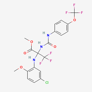 molecular formula C19H16ClF6N3O5 B6042274 methyl 2-[(5-chloro-2-methoxyphenyl)amino]-3,3,3-trifluoro-N-({[4-(trifluoromethoxy)phenyl]amino}carbonyl)alaninate 