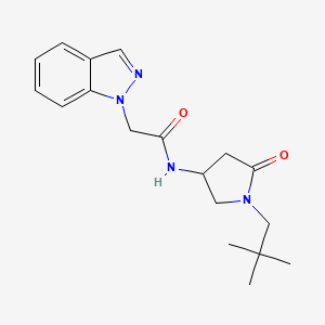 molecular formula C18H24N4O2 B6042327 N-[1-(2,2-dimethylpropyl)-5-oxo-3-pyrrolidinyl]-2-(1H-indazol-1-yl)acetamide 