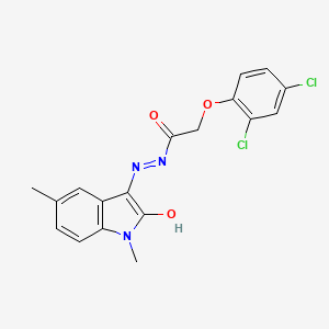 molecular formula C18H15Cl2N3O3 B6042362 2-(2,4-dichlorophenoxy)-N'-(1,5-dimethyl-2-oxo-1,2-dihydro-3H-indol-3-ylidene)acetohydrazide 