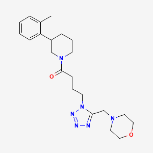 molecular formula C22H32N6O2 B6042365 4-[(1-{4-[3-(2-methylphenyl)-1-piperidinyl]-4-oxobutyl}-1H-tetrazol-5-yl)methyl]morpholine 