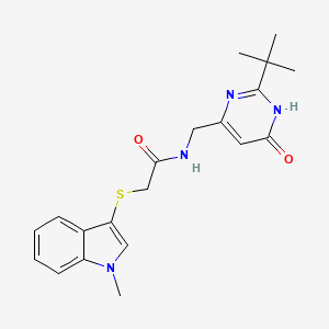 molecular formula C20H24N4O2S B6042409 N-[(2-tert-butyl-6-oxo-1,6-dihydropyrimidin-4-yl)methyl]-2-[(1-methyl-1H-indol-3-yl)thio]acetamide 