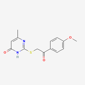 molecular formula C14H14N2O3S B6042459 2-[(4-hydroxy-6-methyl-2-pyrimidinyl)thio]-1-(4-methoxyphenyl)ethanone 