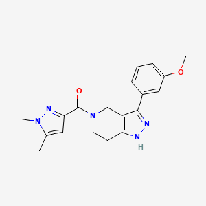 molecular formula C19H21N5O2 B6042492 5-[(1,5-dimethyl-1H-pyrazol-3-yl)carbonyl]-3-(3-methoxyphenyl)-4,5,6,7-tetrahydro-1H-pyrazolo[4,3-c]pyridine 