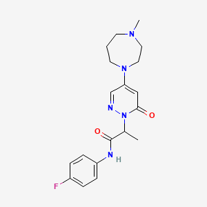 molecular formula C19H24FN5O2 B6042500 N-(4-fluorophenyl)-2-[4-(4-methyl-1,4-diazepan-1-yl)-6-oxo-1(6H)-pyridazinyl]propanamide 