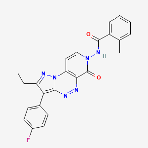 molecular formula C24H19FN6O2 B6042511 N-[2-ethyl-3-(4-fluorophenyl)-6-oxopyrazolo[5,1-c]pyrido[4,3-e][1,2,4]triazin-7(6H)-yl]-2-methylbenzamide 