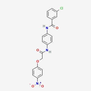molecular formula C21H16ClN3O5 B6042578 3-chloro-N-(4-{[(4-nitrophenoxy)acetyl]amino}phenyl)benzamide 