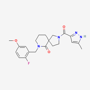 molecular formula C21H25FN4O3 B6042645 7-(2-fluoro-5-methoxybenzyl)-2-[(5-methyl-1H-pyrazol-3-yl)carbonyl]-2,7-diazaspiro[4.5]decan-6-one 