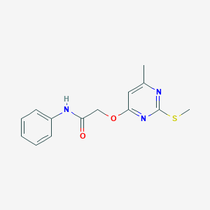 molecular formula C14H15N3O2S B6042660 2-{[6-methyl-2-(methylthio)-4-pyrimidinyl]oxy}-N-phenylacetamide 