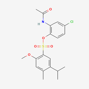 molecular formula C19H22ClNO5S B604270 2-(Acetylamino)-4-chlorophenyl 5-isopropyl-2-methoxy-4-methylbenzenesulfonate CAS No. 1374685-25-2