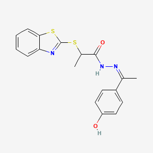 molecular formula C18H17N3O2S2 B6042705 2-(1,3-benzothiazol-2-ylthio)-N'-[1-(4-hydroxyphenyl)ethylidene]propanohydrazide 