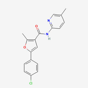 molecular formula C18H15ClN2O2 B6042706 5-(4-chlorophenyl)-2-methyl-N-(5-methyl-2-pyridinyl)-3-furamide 