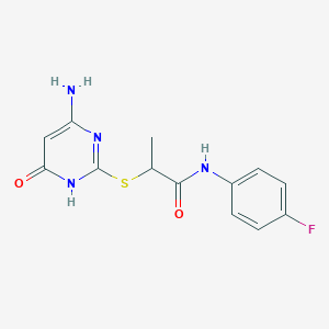 molecular formula C13H13FN4O2S B6042732 2-[(4-amino-6-oxo-1,6-dihydro-2-pyrimidinyl)thio]-N-(4-fluorophenyl)propanamide 