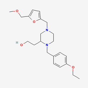 molecular formula C22H32N2O4 B6042756 2-(1-(4-ethoxybenzyl)-4-{[5-(methoxymethyl)-2-furyl]methyl}-2-piperazinyl)ethanol 