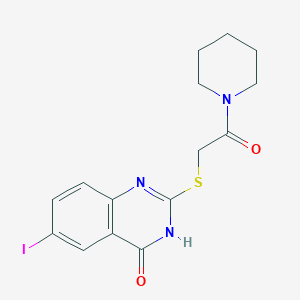 molecular formula C15H16IN3O2S B6042811 6-iodo-2-{[2-oxo-2-(1-piperidinyl)ethyl]thio}-4-quinazolinol 