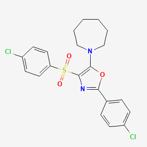 molecular formula C21H20Cl2N2O3S B6042812 1-{2-(4-chlorophenyl)-4-[(4-chlorophenyl)sulfonyl]-1,3-oxazol-5-yl}azepane 