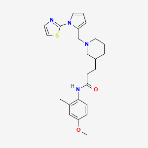 molecular formula C24H30N4O2S B6042896 N-(4-methoxy-2-methylphenyl)-3-(1-{[1-(1,3-thiazol-2-yl)-1H-pyrrol-2-yl]methyl}-3-piperidinyl)propanamide 