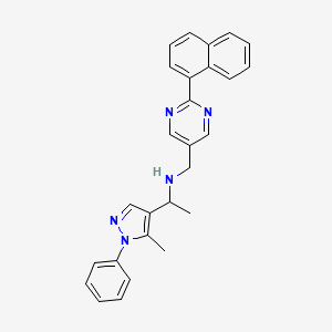 molecular formula C27H25N5 B6042947 1-(5-methyl-1-phenyl-1H-pyrazol-4-yl)-N-{[2-(1-naphthyl)-5-pyrimidinyl]methyl}ethanamine 