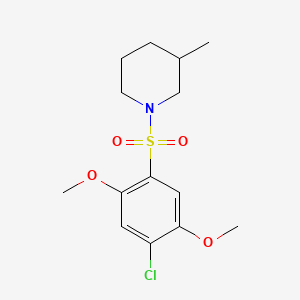 molecular formula C14H20ClNO4S B604295 1-[(4-Chloro-2,5-dimethoxyphenyl)sulfonyl]-3-methylpiperidine CAS No. 1374681-35-2