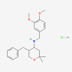 molecular formula C23H32ClNO3 B6042961 5-benzyl-N-[(3,4-dimethoxyphenyl)methyl]-2,2-dimethyloxan-4-amine;hydrochloride 