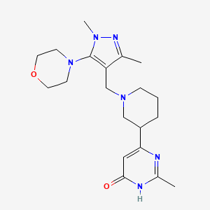 molecular formula C20H30N6O2 B6042962 6-{1-[(1,3-dimethyl-5-morpholin-4-yl-1H-pyrazol-4-yl)methyl]piperidin-3-yl}-2-methylpyrimidin-4(3H)-one 