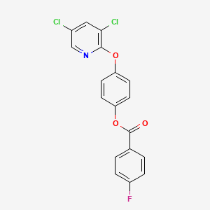 molecular formula C18H10Cl2FNO3 B604298 4-[(3,5-Dichloro-2-pyridinyl)oxy]phenyl 4-fluorobenzoate CAS No. 1428151-10-3