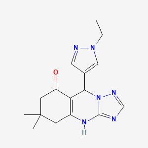 molecular formula C16H20N6O B6043004 9-(1-ethyl-1H-pyrazol-4-yl)-6,6-dimethyl-5,6,7,9-tetrahydro[1,2,4]triazolo[5,1-b]quinazolin-8(4H)-one 