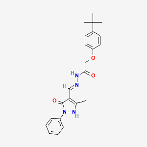 molecular formula C23H26N4O3 B6043013 2-(4-tert-butylphenoxy)-N'-[(5-hydroxy-3-methyl-1-phenyl-1H-pyrazol-4-yl)methylene]acetohydrazide 