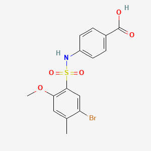 molecular formula C15H14BrNO5S B604302 4-(5-Bromo-2-methoxy-4-methylbenzenesulfonamido)benzoic acid CAS No. 1428151-05-6
