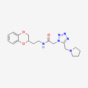 molecular formula C18H24N6O3 B6043058 N-[2-(2,3-dihydro-1,4-benzodioxin-2-yl)ethyl]-2-[5-(1-pyrrolidinylmethyl)-1H-tetrazol-1-yl]acetamide 