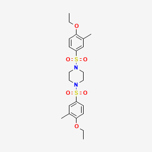 molecular formula C22H30N2O6S2 B604306 1,4-Bis(4-ethoxy-3-methylbenzenesulfonyl)piperazine CAS No. 1428152-63-9