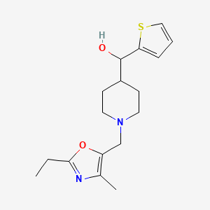molecular formula C17H24N2O2S B6043082 {1-[(2-ethyl-4-methyl-1,3-oxazol-5-yl)methyl]-4-piperidinyl}(2-thienyl)methanol trifluoroacetate (salt) 