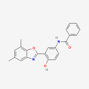 molecular formula C22H18N2O3 B604310 N-[3-(5,7-dimethyl-1,3-benzoxazol-2-yl)-4-hydroxyphenyl]benzamide CAS No. 920437-58-7