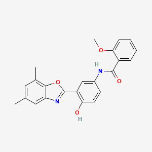 molecular formula C23H20N2O4 B604313 N-[3-(5,7-dimethyl-1,3-benzoxazol-2-yl)-4-hydroxyphenyl]-2-methoxybenzamide CAS No. 328943-23-3