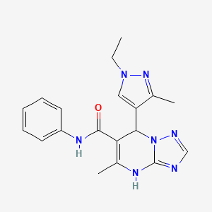 molecular formula C19H21N7O B6043144 7-(1-ethyl-3-methyl-1H-pyrazol-4-yl)-5-methyl-N-phenyl-4,7-dihydro[1,2,4]triazolo[1,5-a]pyrimidine-6-carboxamide 