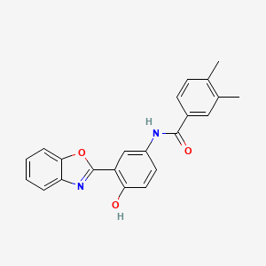 molecular formula C22H18N2O3 B604315 N-[3-(1,3-benzoxazol-2-yl)-4-hydroxyphenyl]-3,4-dimethylbenzamide CAS No. 929830-22-8