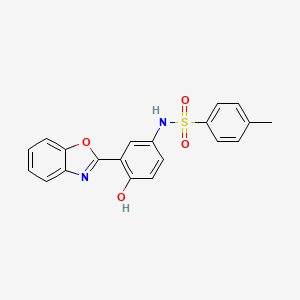 molecular formula C20H16N2O4S B604317 N-[3-(1,3-benzoxazol-2-yl)-4-hydroxyphenyl]-4-methylbenzenesulfonamide CAS No. 921153-11-9