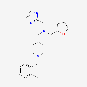 molecular formula C24H36N4O B6043195 1-[1-(2-methylbenzyl)-4-piperidinyl]-N-[(1-methyl-1H-imidazol-2-yl)methyl]-N-(tetrahydro-2-furanylmethyl)methanamine 