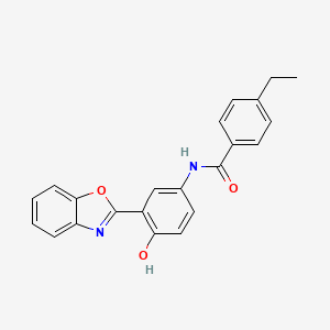 molecular formula C22H18N2O3 B604320 N-[3-(1,3-benzoxazol-2-yl)-4-hydroxyphenyl]-4-ethylbenzamide CAS No. 929967-63-5