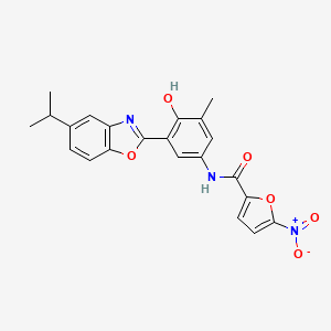 molecular formula C22H19N3O6 B604324 N-[4-hydroxy-3-(5-isopropyl-1,3-benzoxazol-2-yl)-5-methylphenyl]-5-nitro-2-furamide CAS No. 921068-32-8