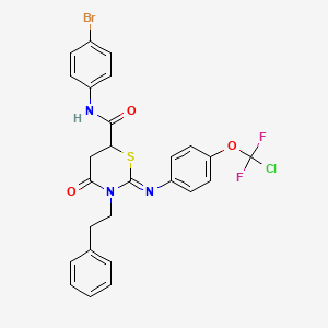 molecular formula C26H21BrClF2N3O3S B6043242 N-(4-bromophenyl)-2-({4-[chloro(difluoro)methoxy]phenyl}imino)-4-oxo-3-(2-phenylethyl)-1,3-thiazinane-6-carboxamide 