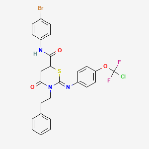 (2Z)-N-(4-BROMOPHENYL)-2-{[4-(CHLORODIFLUOROMETHOXY)PHENYL]IMINO}-4-OXO-3-(2-PHENYLETHYL)-1,3-THIAZINANE-6-CARBOXAMIDE