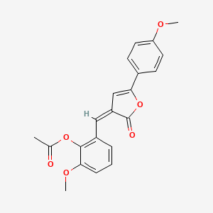 molecular formula C21H18O6 B6043246 2-methoxy-6-{[5-(4-methoxyphenyl)-2-oxo-3(2H)-furanylidene]methyl}phenyl acetate 