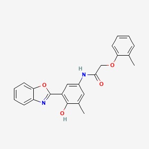 molecular formula C23H20N2O4 B604325 N-[3-(1,3-benzoxazol-2-yl)-4-hydroxy-5-methylphenyl]-2-(2-methylphenoxy)acetamide CAS No. 921106-29-8