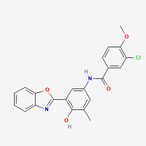 molecular formula C22H17ClN2O4 B604327 N-[3-(1,3-benzoxazol-2-yl)-4-hydroxy-5-methylphenyl]-3-chloro-4-methoxybenzamide CAS No. 921153-55-1