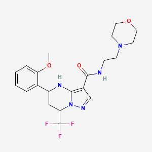 molecular formula C21H26F3N5O3 B6043275 5-(2-methoxyphenyl)-N-[2-(4-morpholinyl)ethyl]-7-(trifluoromethyl)-4,5,6,7-tetrahydropyrazolo[1,5-a]pyrimidine-3-carboxamide 