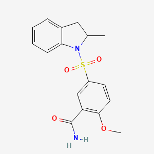 2-methoxy-5-[(2-methyl-2,3-dihydro-1H-indol-1-yl)sulfonyl]benzamide