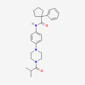 molecular formula C26H33N3O2 B604329 N-[4-(4-isobutyryl-1-piperazinyl)phenyl]-1-phenylcyclopentanecarboxamide CAS No. 1158574-94-7