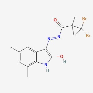 2,2-dibromo-N'-(5,7-dimethyl-2-oxo-1,2-dihydro-3H-indol-3-ylidene)-1-methylcyclopropanecarbohydrazide