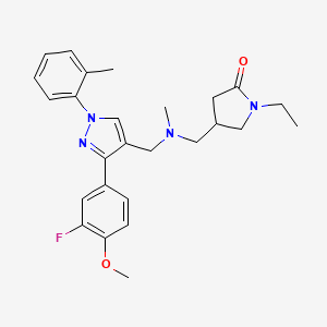 1-ethyl-4-{[{[3-(3-fluoro-4-methoxyphenyl)-1-(2-methylphenyl)-1H-pyrazol-4-yl]methyl}(methyl)amino]methyl}-2-pyrrolidinone